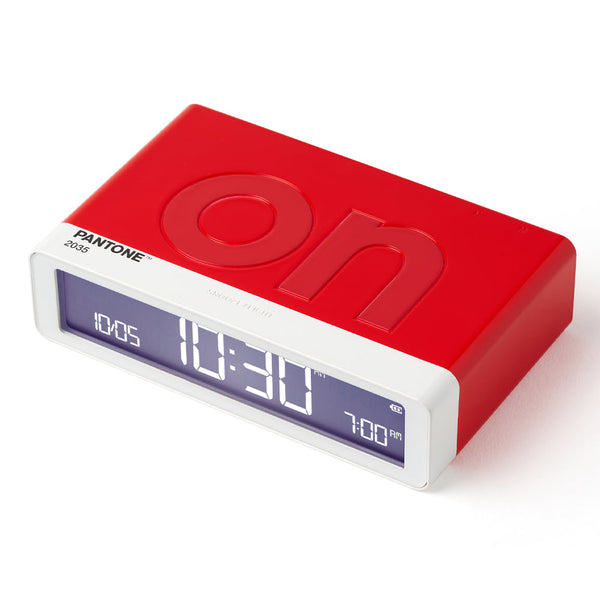 Lexon Flip Classic Reversible Alarm Clock Pantone 2035 Red Alarm Clocks & Clock Radios