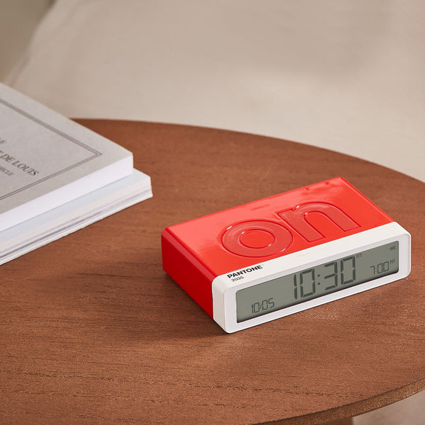Lexon Flip Classic Reversible Alarm Clock Pantone 2035 Red Alarm Clocks & Clock Radios
