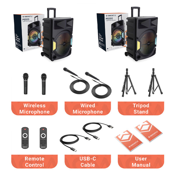 Majority Ps500 Bundled Pa System 150W Bluetooth Karaoke Dj Party Black Home Speakers & Subwoofers