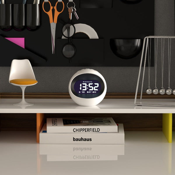 Newgate Centre Of The Earth Lcd Alarm Clock White Alarm Clocks & Clock Radios
