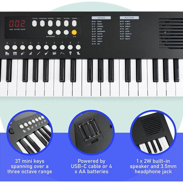 Axus Mini Keyboard 37 Black Electronic Keyboards