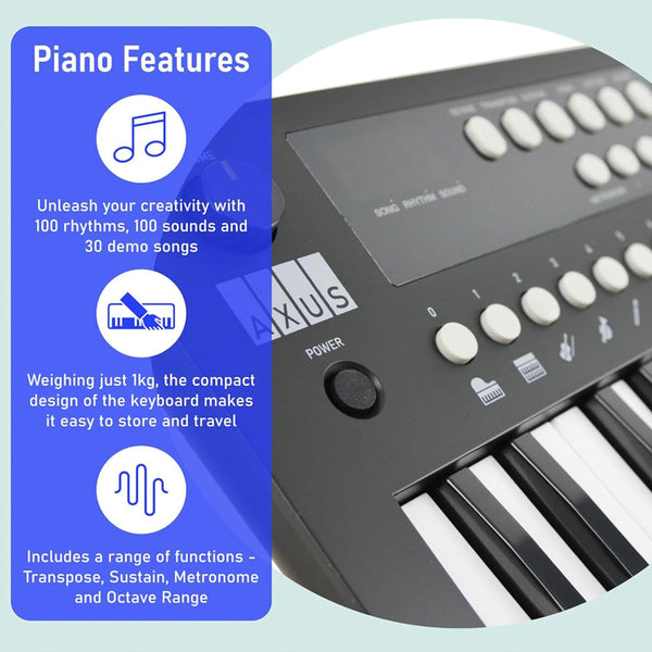 Axus Mini Keyboard 37 Black Electronic Keyboards
