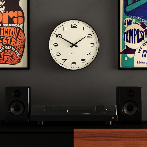 Newgate Radio City Wall Clock Black Arabic Dial Matte Wall Clocks