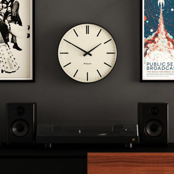 Newgate Radio City Wall Clock Bold Black Marker Dial Matte Wall Clocks