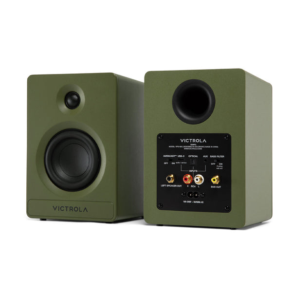 Victrola Automatic Turntable + Tempo Bookshelf Speakers Bundle Green Turntables