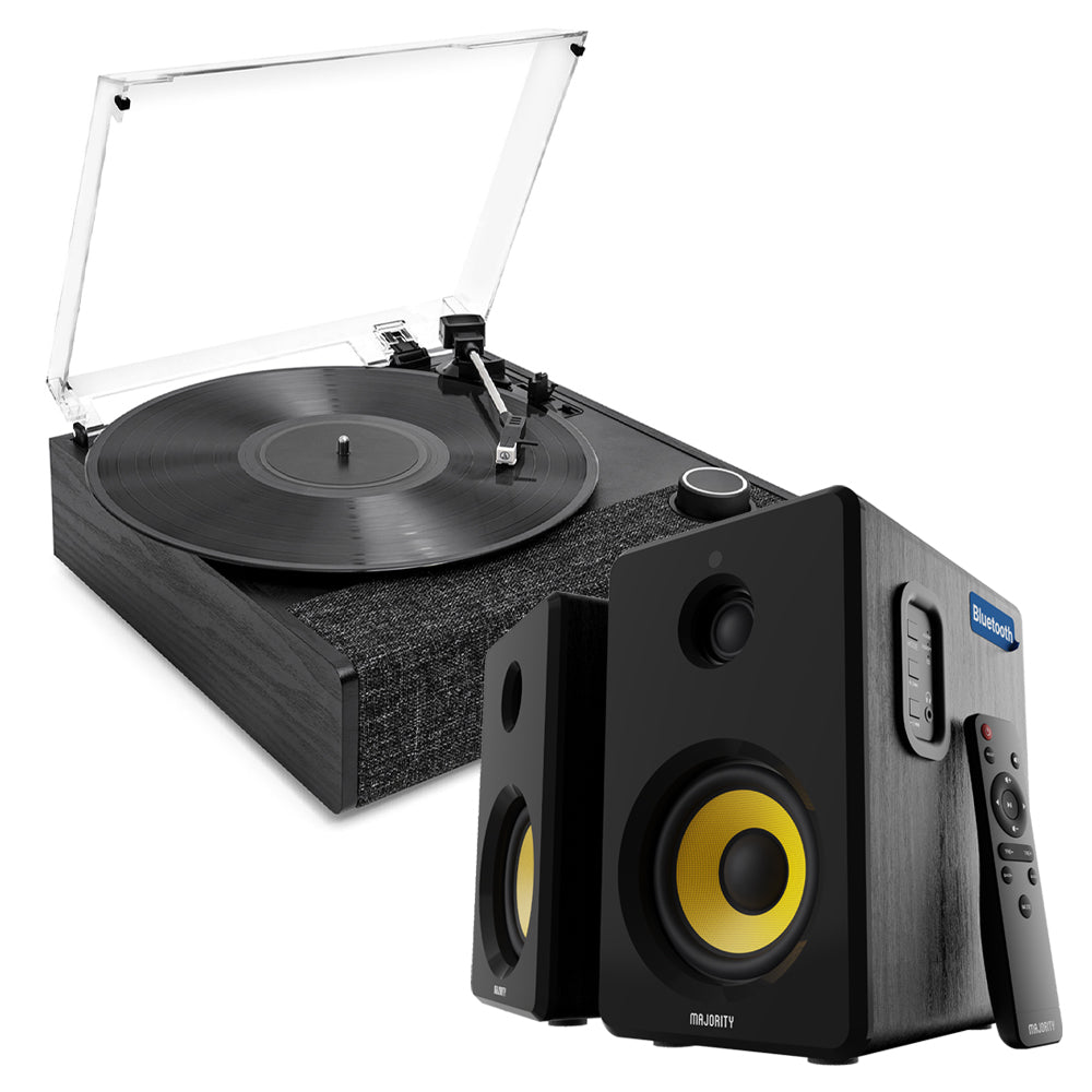 Victrola Eastwood Ii Turntable Black + Bundled Majority D40x Bluetooth Speakers Turntables
