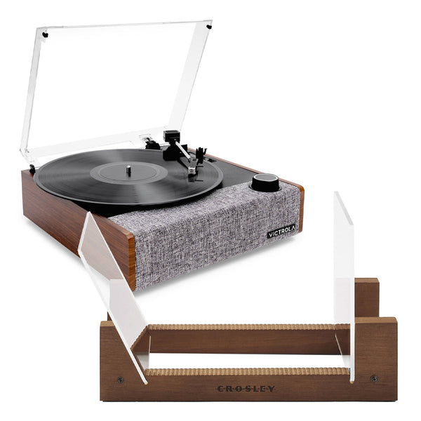Victrola Eastwood Ii Turntable Walnut + Bundled Crosley Record Storage Display Stand Turntables