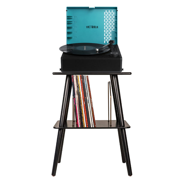 Victrola Revolution Go Turntable Blue + Entertainment Stand Bundle Black Turntables