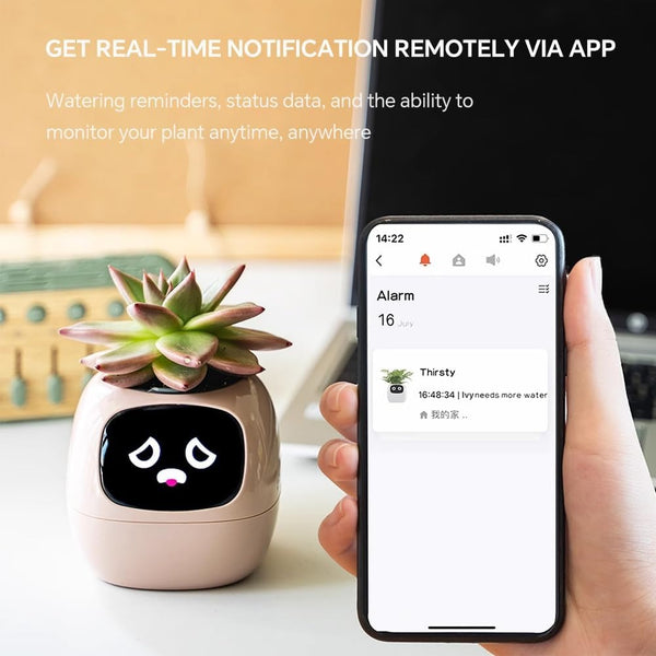 Intelligent Flower Pot Electronic Bud Maintenance Plant Assistant Fun Interactive Indoor Green Planting Monitoring Lcd Screen Display Cell Phone App C