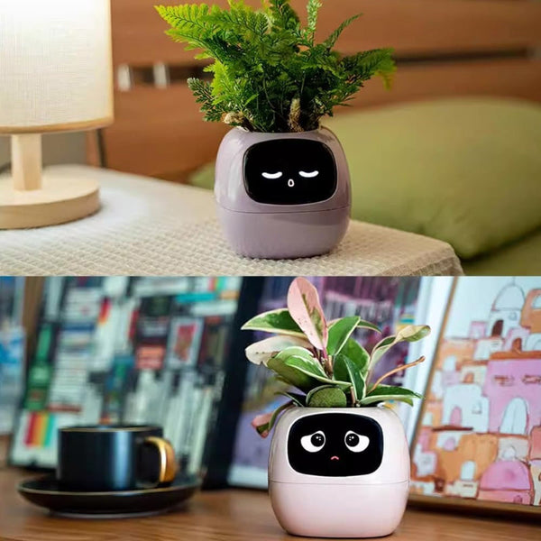 Intelligent Flower Pot Electronic Bud Maintenance Plant Assistant Fun Interactive Indoor Green Planting Monitoring Lcd Screen Display Cell Phone App C