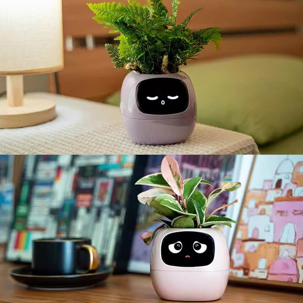 Intelligent Flower Pot Electronic Bud Maintenance Plant Assistant Fun Interactive Indoor Green Planting Monitoring Lcd Screen Display Cell Phone App C