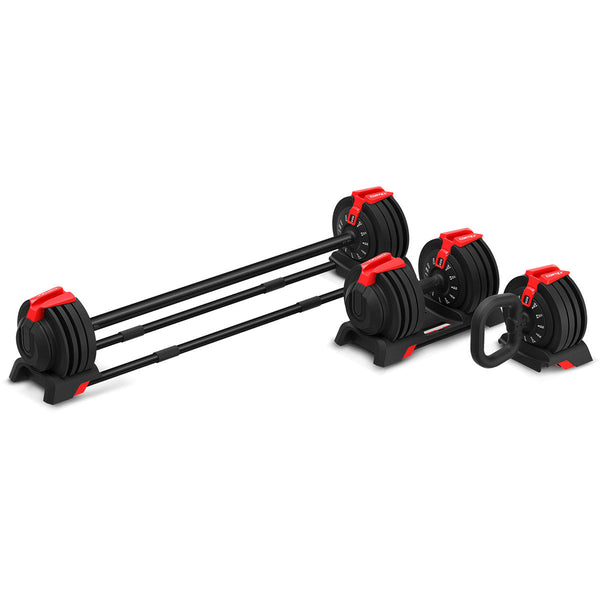 Cortex Revolock V2 48Kg Adjustable Dumbbell + Barbell Kettlebell All In One Set With Stand (24Kg Pair) Dumbbells