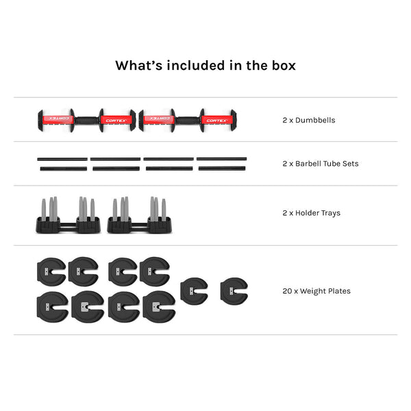 Cortex Revolock V2 80Kg Pair Set Adjustable Steel Dumbbell Barbell All In One Dumbbells
