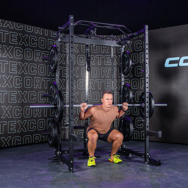 Cortex Pr 4 Space Saver Folding Squat Power Rack Home Gym Attachments