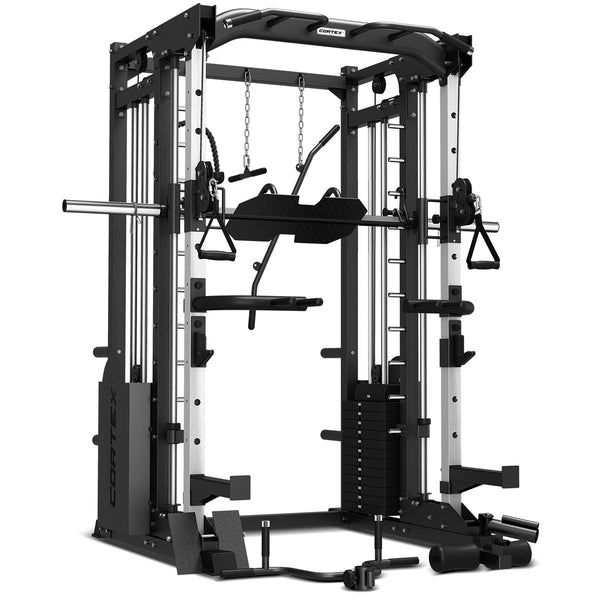 Cortex Sm 25 6 In 1 Power Rack With Smith & Cable Machine + Bn 9 Bench 130Kg Olympic Bumper Weight Plate Barbell Package Weights Benches