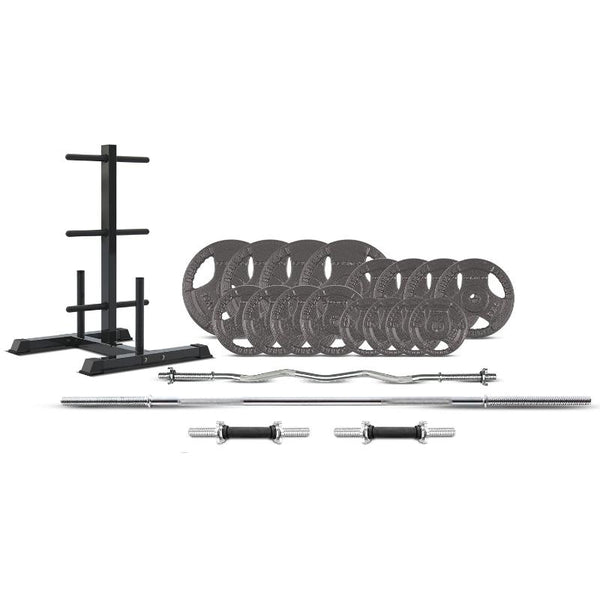 Cortex 90Kg Tri Grip Barbell Weight Set With Tree 25Mm Barbells & Attachments