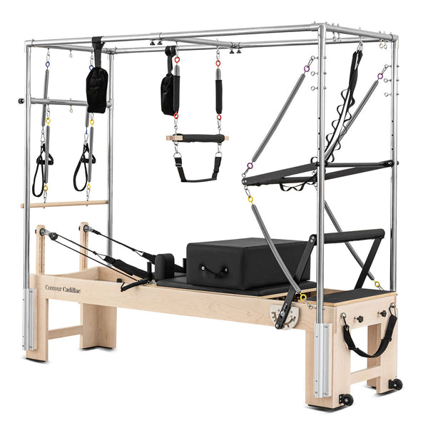 Lifespan Fitness Contour Cadillac Pilates Reformer With Full Trapeze Table (Black) Yoga & Pilates Accessories