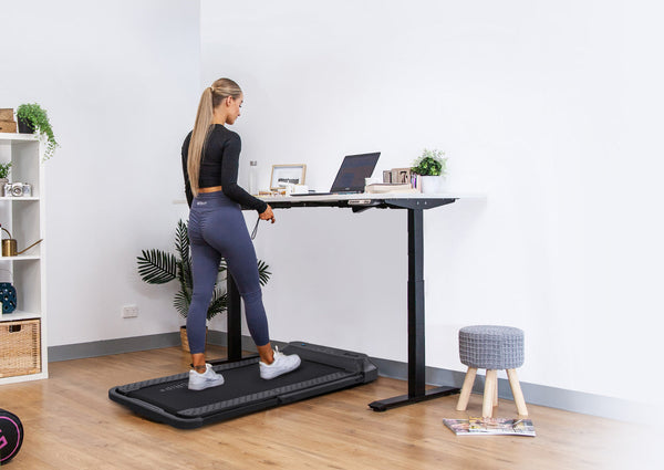 Lifespan Fitness V Fold Treadmill With Ergodesk Automatic Standing Desk 1500Mm In White/Black Standing Desks