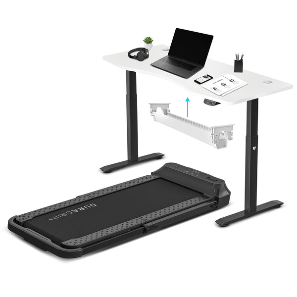 Lifespan Fitness V Fold Treadmill With Ergodesk Automatic Standing Desk 1500Mm In White/Black Cable Management Standing Desks