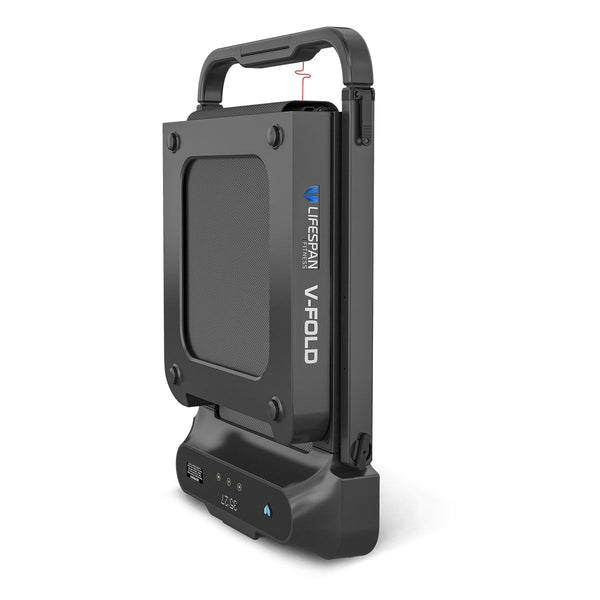 Standing Desks Lifespan Fitness V Fold Treadmill With Ergodesk Automatic Standing Desk 1500Mm In White/Black Cable Management