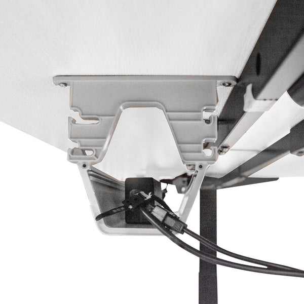 Standing Desks Lifespan Fitness V Fold Treadmill With Ergodesk Automatic Standing Desk 1500Mm In White/Black Cable Management