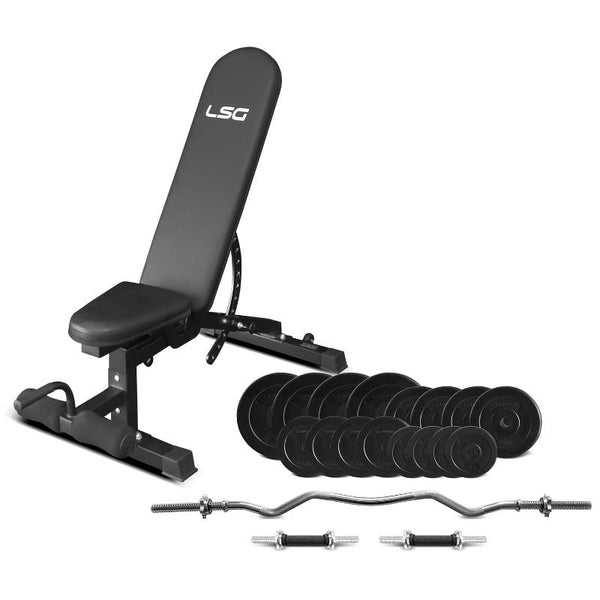 Lsg Gbn006 Fid Bench With 84Kg Weight And Bar Set Benches