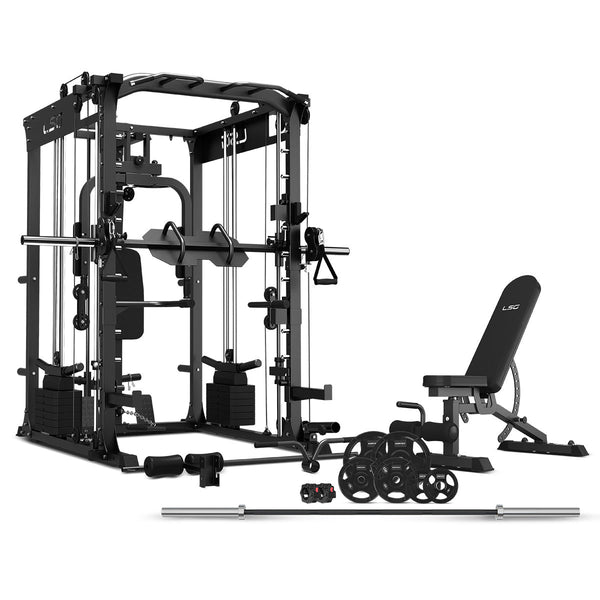 Lsg Grk200 Olympic Barbell With 90Kg Rubber Tri Grip Weight Plates Barbells & Attachments