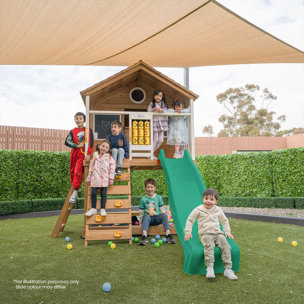 Lifespan Kids Warrigal Cubby House With 2.2M Slide (Pastel Green) Outdoor Play Sets