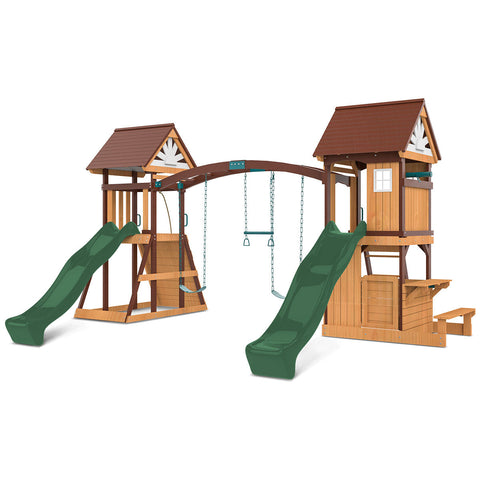Lifespan Kids Armadale Swing Set & Play Centre With Two 2.2M Slide (Green) Outdoor Play Sets