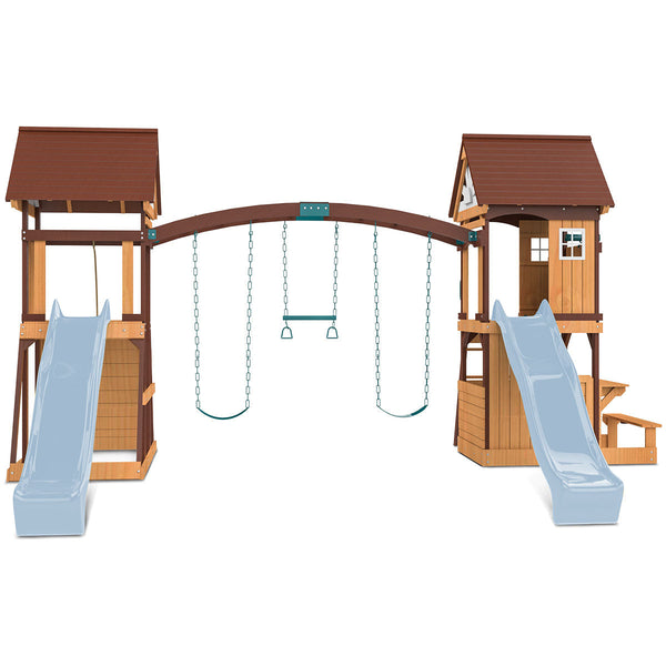 Lifespan Kids Armadale Swing Set & Play Centre With Two 2.2M Slide (Pastel Blue) Outdoor Play Sets
