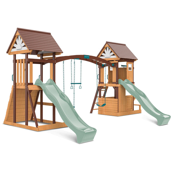 Lifespan Kids Armadale Swing Set & Play Centre With Two 2.2M Slide (Pastel Green) Outdoor Play Sets