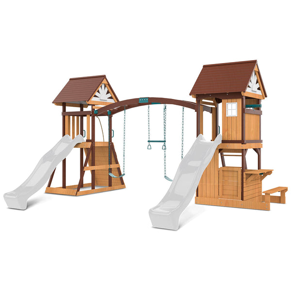 Lifespan Kids Armadale Swing Set & Play Centre With Two 2.2M Slide (White) Outdoor Play Sets