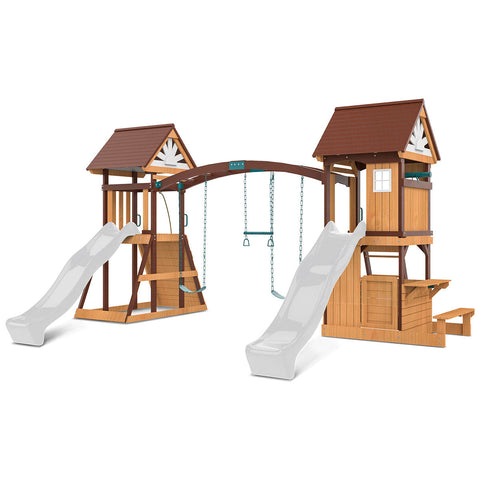 Lifespan Kids Armadale Swing Set & Play Centre With Two 2.2M Slide (White) Outdoor Play Sets