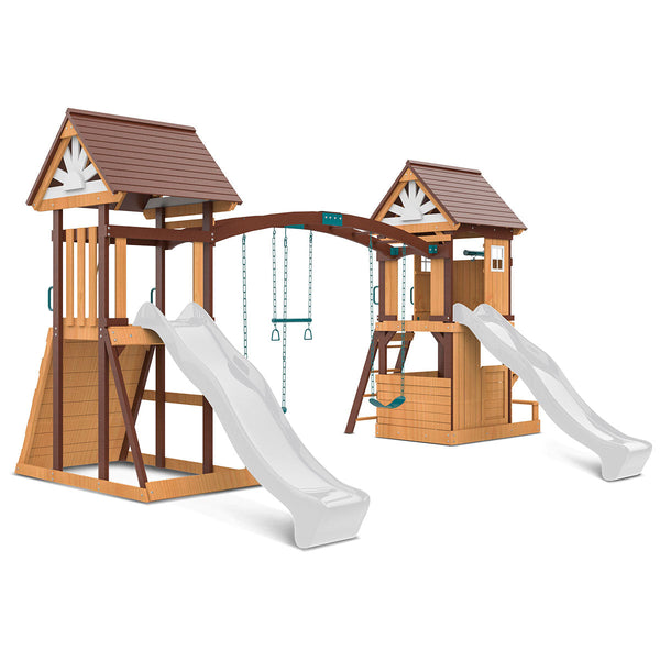 Lifespan Kids Armadale Swing Set & Play Centre With Two 2.2M Slide (White) Outdoor Play Sets
