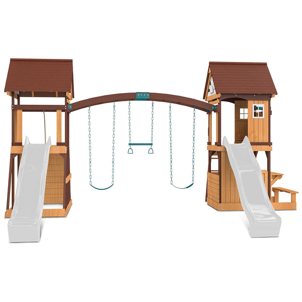 Lifespan Kids Armadale Swing Set & Play Centre With Two 2.2M Slide (White) Outdoor Play Sets
