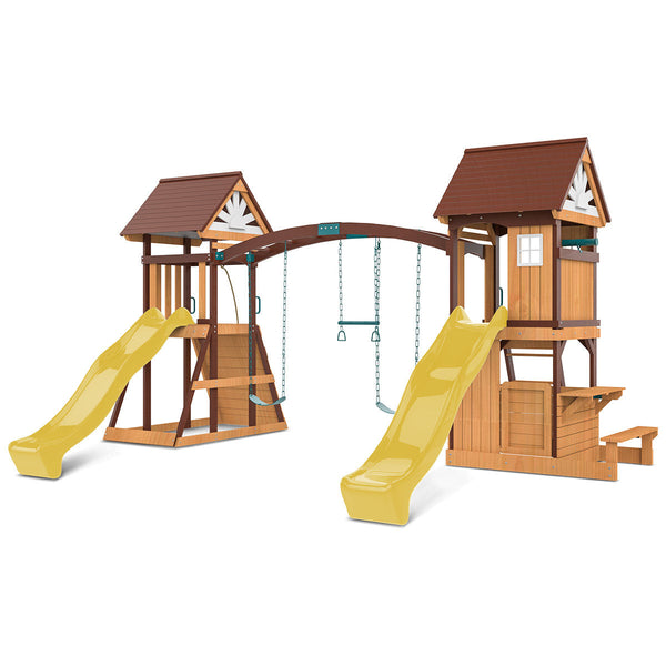Lifespan Kids Armadale Swing Set & Play Centre With Two 2.2M Slide (Yellow) Outdoor Play Sets