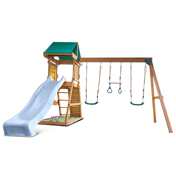 Lifespan Kids Birmingham Swing Set & Play Centre With 2.2M Slide (Pastel Blue) Outdoor Play Sets