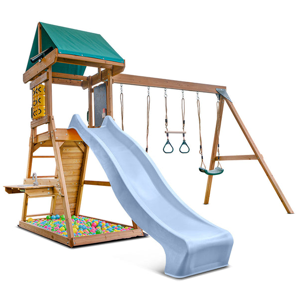 Lifespan Kids Birmingham Swing Set & Play Centre With 2.2M Slide (Pastel Blue) Outdoor Play Sets