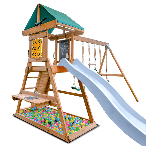 Lifespan Kids Birmingham Swing Set & Play Centre With 2.2M Slide (Pastel Blue) Outdoor Play Sets
