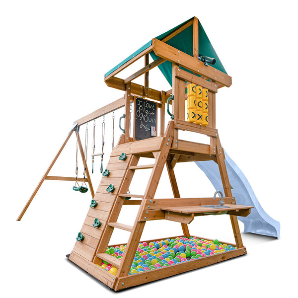 Lifespan Kids Birmingham Swing Set & Play Centre With 2.2M Slide (Pastel Blue) Outdoor Play Sets