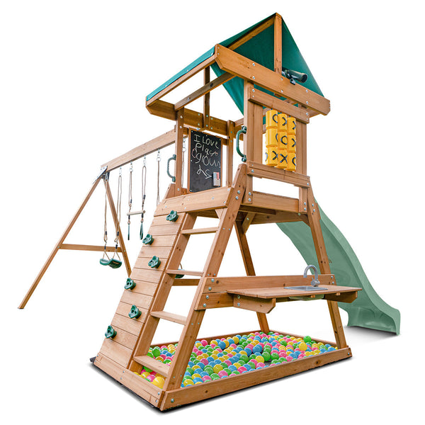 Lifespan Kids Birmingham Swing Set & Play Centre With 2.2M Slide (Pastel Green) Outdoor Play Sets