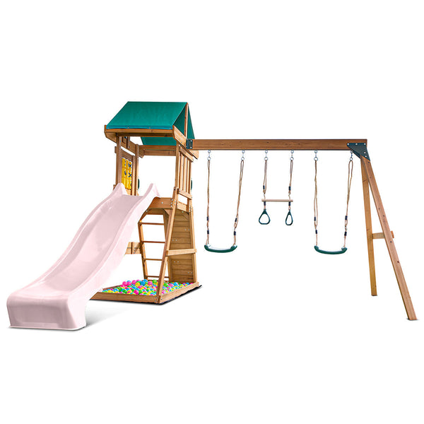 Lifespan Kids Birmingham Swing Set & Play Centre With 2.2M Slide (Pastel Pink) Outdoor Play Sets