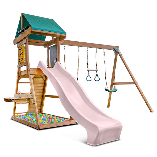 Lifespan Kids Birmingham Swing Set & Play Centre With 2.2M Slide (Pastel Pink) Outdoor Play Sets