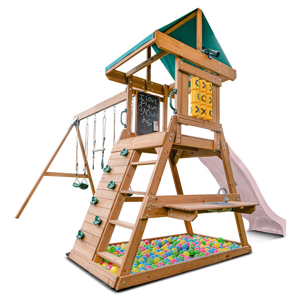 Lifespan Kids Birmingham Swing Set & Play Centre With 2.2M Slide (Pastel Pink) Outdoor Play Sets