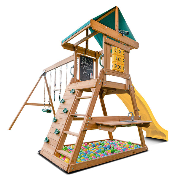 Lifespan Kids Birmingham Swing Set & Play Centre With 2.2M Slide (Yellow) Outdoor Play Sets