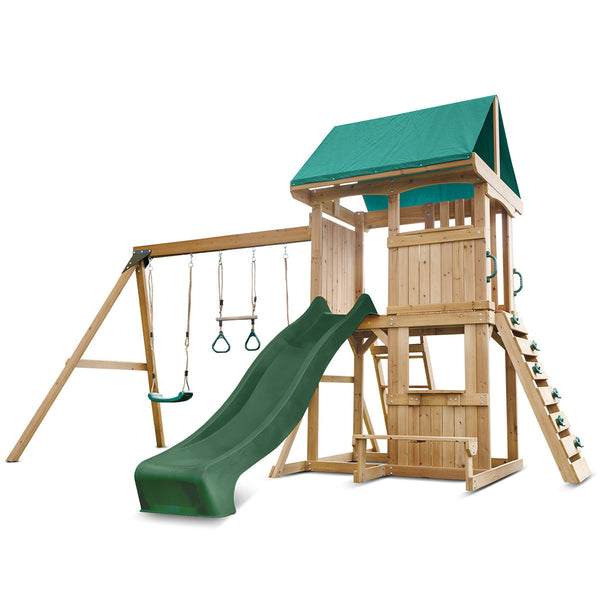 Lifespan Kids Carindale Swing Set & Play Centre With 2.2M Slide (Green) Outdoor Play Sets