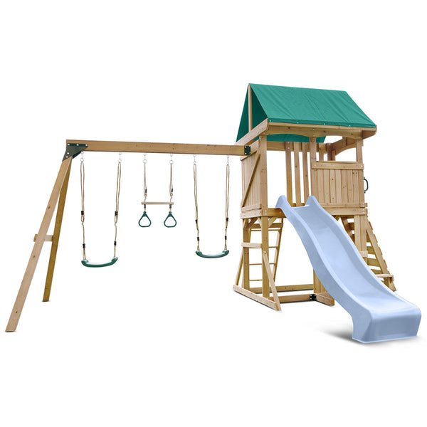 Lifespan Kids Carindale Swing Set & Play Centre With 2.2M Slide (Pastel Blue) Outdoor Play Sets