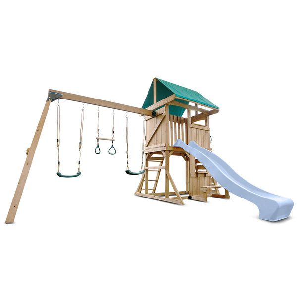 Lifespan Kids Carindale Swing Set & Play Centre With 2.2M Slide (Pastel Blue) Outdoor Play Sets