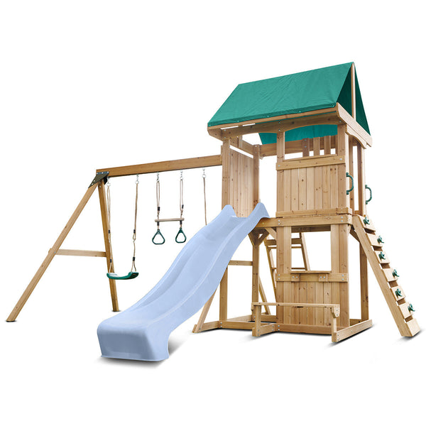 Lifespan Kids Carindale Swing Set & Play Centre With 2.2M Slide (Pastel Blue) Outdoor Play Sets