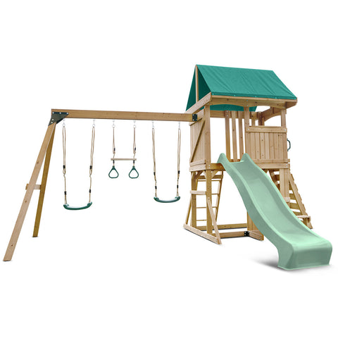 Lifespan Kids Carindale Swing Set & Play Centre With 2.2M Slide (Pastel Green) Outdoor Play Sets